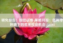 研究报告：国信证券-策略月报：低利率环境下的年末投资机会-241203