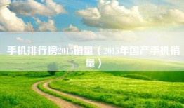 手机排行榜2015销量（2015年国产手机销量）