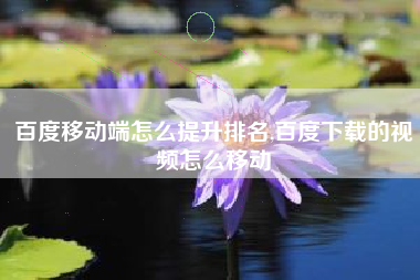 百度移动端怎么提升排名,百度下载的视频怎么移动