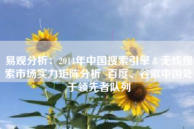 易观分析：2014年中国搜索引擎＆无线搜索市场实力矩阵分析  百度、谷歌中国处于领先者队列
