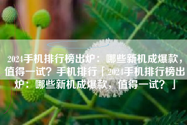 2024手机排行榜出炉：哪些新机成爆款，值得一试？手机排行「2024手机排行榜出炉：哪些新机成爆款，值得一试？」